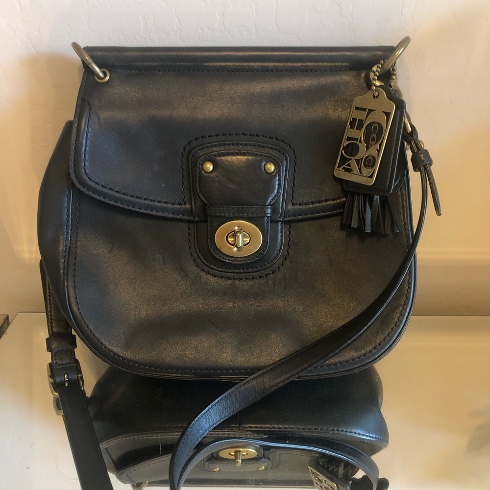 Black leather Coach purse